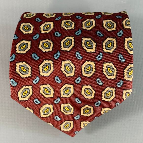 POLO by RALPH LAUREN Burgundy Grey Beige Paisley Silk Tie - Picture 1 of 7